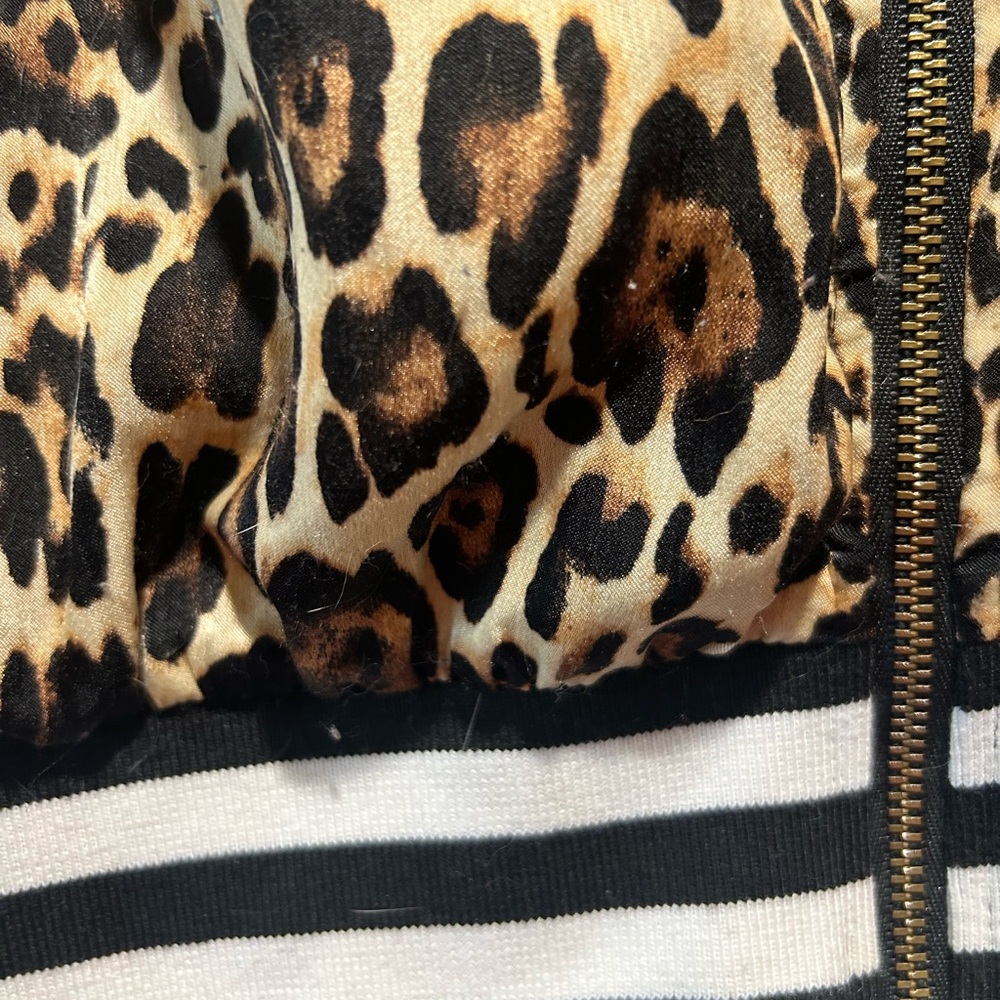 Leopard Print Bomber Jacket Small - image 4